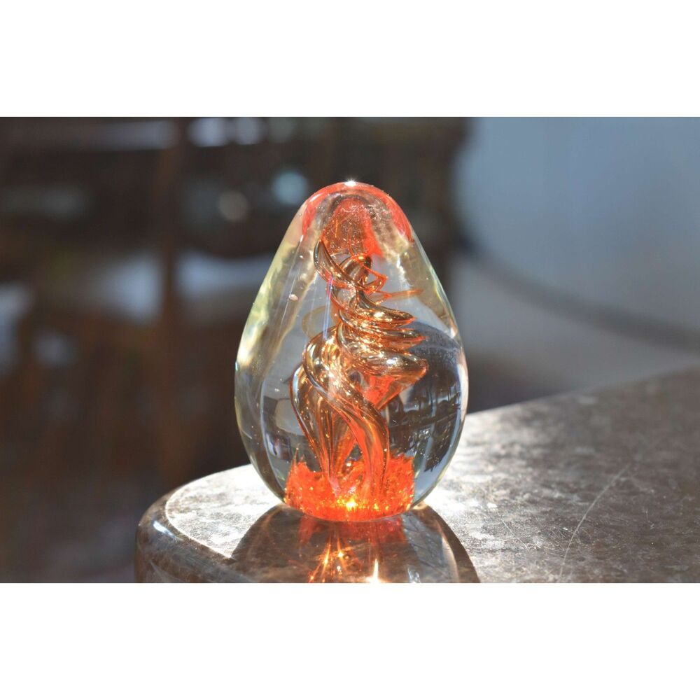 SDS Seapoot Group American Design Art Glass Egg Paperweight Copper Aventurine